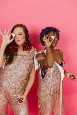 Fringe Co Rose Gold Sequin Party Jumpsuit Sequin Collection