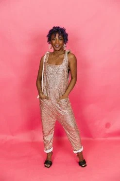 Fringe Co Rose Gold Sequin Party Jumpsuit Sequin Collection