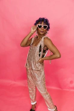Fringe Co Rose Gold Sequin Party Jumpsuit Sequin Collection