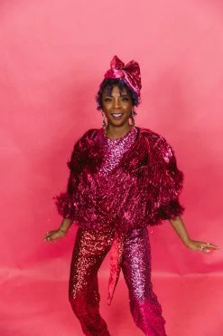 Fringe Co Totally Tinsel Collection Fuchsia Pink Tinsel Jacket