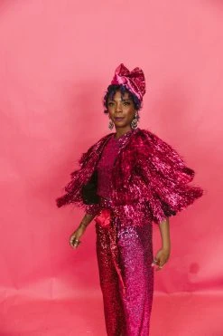 Fringe Co Totally Tinsel Collection Fuchsia Pink Tinsel Jacket