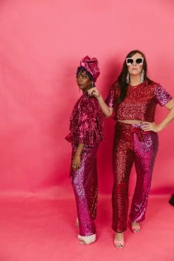 Fringe Co Red And Pink High Waisted Sequin Pant