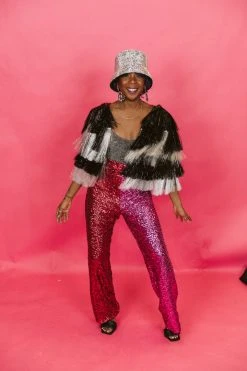 Fringe Co Black And White Tinsel Jacket