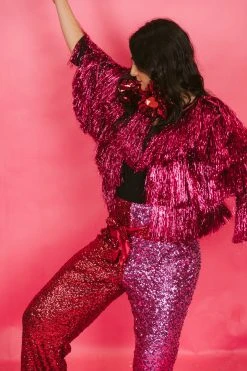Fringe Co Totally Tinsel Collection Fuchsia Pink Tinsel Jacket