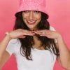 Fringe Co Shop Spring Sparkles Bright Pink Rhinestone Bucket Hat
