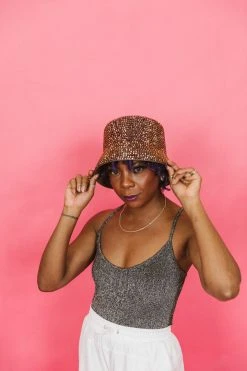 Fringe Co Bronze Rhinestone Bucket Hat Shop Spring Sparkles