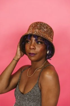 Fringe Co Bronze Rhinestone Bucket Hat Shop Spring Sparkles
