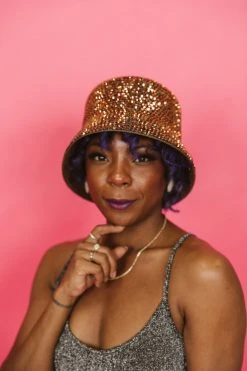 Fringe Co Bronze Rhinestone Bucket Hat Shop Spring Sparkles
