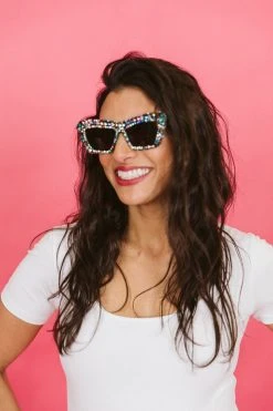 Fringe Co Multicolored Rhinestone Cat Eye Sunglasses Shop Spring Sparkles