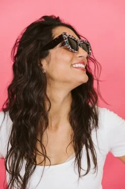 Fringe Co Multicolored Rhinestone Cat Eye Sunglasses Shop Spring Sparkles