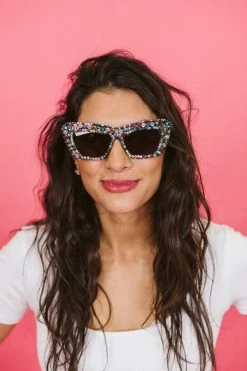 Fringe Co Multicolored Rhinestone Cat Eye Sunglasses Shop Spring Sparkles