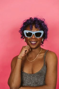 Fringe Co Shop Spring Sparkles Blue Rhinestone Cat Eye Sunglasses