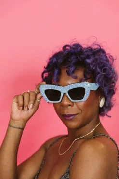 Fringe Co Shop Spring Sparkles Blue Rhinestone Cat Eye Sunglasses