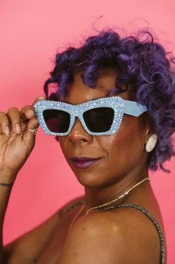 Fringe Co Shop Spring Sparkles Blue Rhinestone Cat Eye Sunglasses