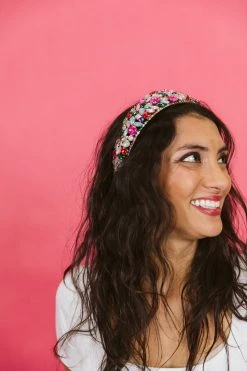 Fringe Co Pink Multicolored Stone Headband Shop Spring Sparkles