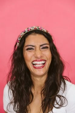 Fringe Co Pink Multicolored Stone Headband Shop Spring Sparkles