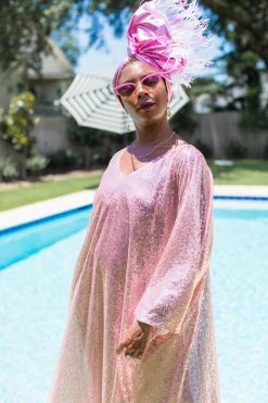 Fringe Co Shop Spring Sparkles Mauve Pink Sequin Long Caftan