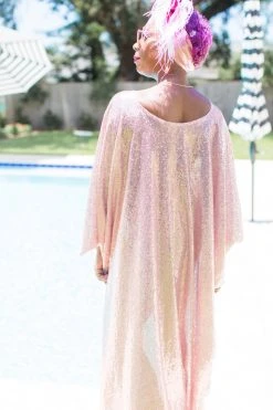 Fringe Co Shop Spring Sparkles Mauve Pink Sequin Long Caftan