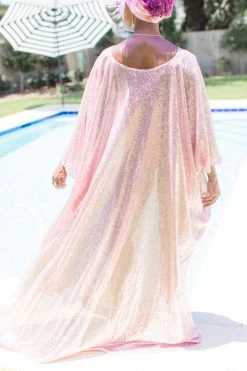 Fringe Co Shop Spring Sparkles Mauve Pink Sequin Long Caftan