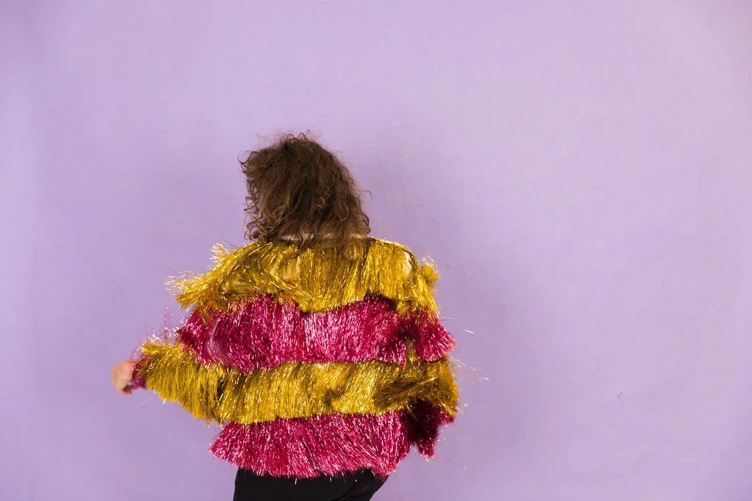 Fringe Co Totally Tinsel Collection Pink And Gold Totally Tinsel Jacket 9 Fringe Co Totally Tinsel Collection Pink And Gold Totally Tinsel Jacket