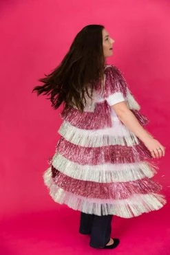Fringe Co Shop Spring Sparkles The Pretty In Pink Pink And Iridescent Tinsel Duster