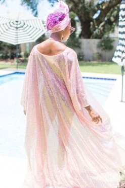 Fringe Co Shop Spring Sparkles Mauve Pink Sequin Long Caftan