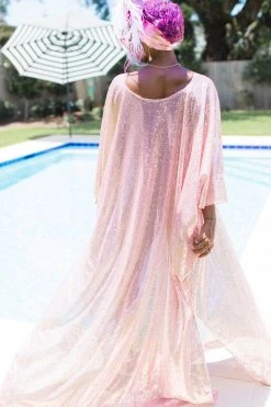 Fringe Co Shop Spring Sparkles Mauve Pink Sequin Long Caftan