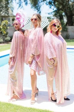 Fringe Co Shop Spring Sparkles Mauve Pink Sequin Long Caftan