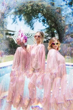 Fringe Co Shop Spring Sparkles Mauve Pink Sequin Long Caftan