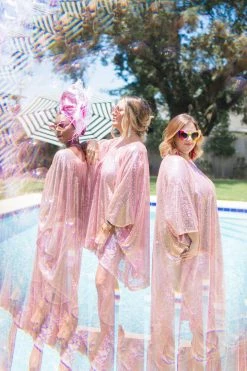 Fringe Co Shop Spring Sparkles Mauve Pink Sequin Long Caftan