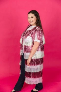 Fringe Co Shop Spring Sparkles The Pretty In Pink Pink And Iridescent Tinsel Duster