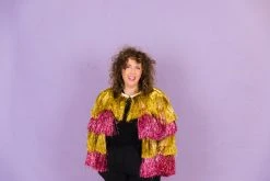 Fringe Co Totally Tinsel Collection Pink And Gold Totally Tinsel Jacket