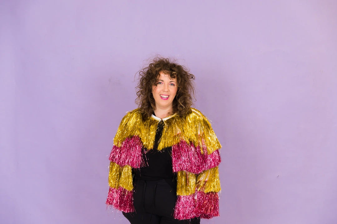 Fringe Co Totally Tinsel Collection Pink And Gold Totally Tinsel Jacket 2 Fringe Co Totally Tinsel Collection Pink And Gold Totally Tinsel Jacket