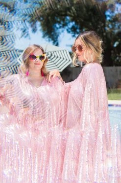 Fringe Co Shop Spring Sparkles Mauve Pink Sequin Long Caftan