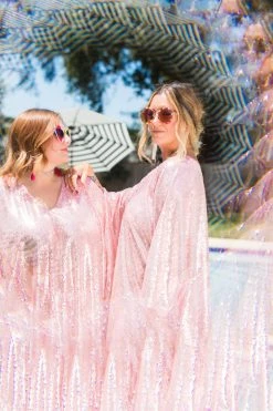 Fringe Co Shop Spring Sparkles Mauve Pink Sequin Long Caftan