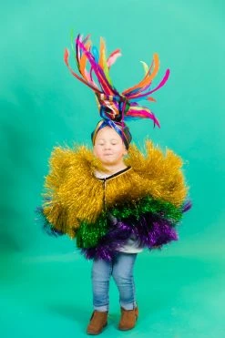 Fringe Co Party Wraps Kid's Mini Rainbow Metallic Stripe With Rainbow Feather Party Wrap