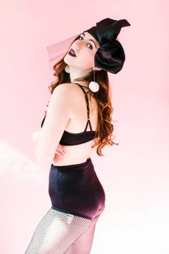 Fringe Co Party Wraps Black Satin Veiled Headwrap