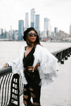 Fringe Co The Princess White And Silver Totally Tinsel Fringe Jacket