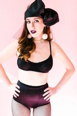 Fringe Co Party Wraps Black Satin Veiled Headwrap