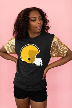 Fringe Co Dirty Coast Gold Sequin Sleeve Party Tee Party Collection