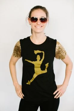 Fringe Co Saintsation Jesse Gold Sequin Sleeve Party Tee Party Collection