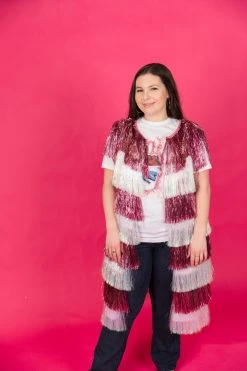 Fringe Co Shop Spring Sparkles The Pretty In Pink Pink And Iridescent Tinsel Duster