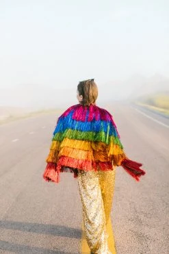 Fringe Co Totally Tinsel Collection The Rebel Rainbow Tinsel Fringe Jacket