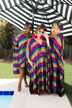 Fringe Co Rainbow Stripe Sequin Short Caftan Caftan Club Collection 32 Fringe Co Rainbow Stripe Sequin Short Caftan Caftan Club Collection