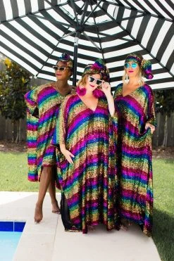 Fringe Co Rainbow Stripe Sequin Short Caftan Caftan Club Collection 35 Fringe Co Rainbow Stripe Sequin Short Caftan Caftan Club Collection