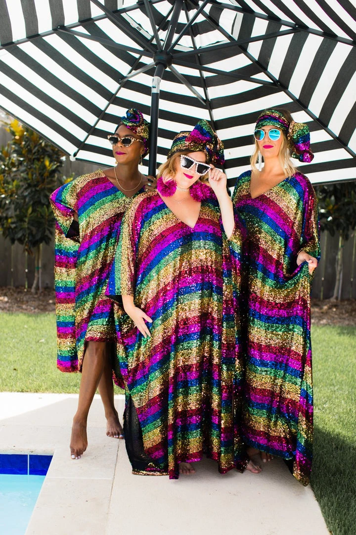 Fringe Co Rainbow Stripe Sequin Short Caftan Caftan Club Collection 15 Fringe Co Rainbow Stripe Sequin Short Caftan Caftan Club Collection