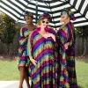 Fringe Co Caftan Club Collection Rainbow Stripe Sequin Long Caftan