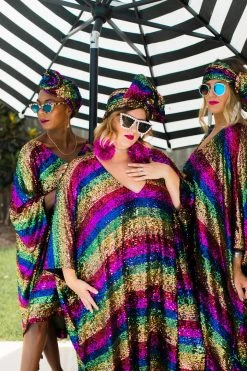 Fringe Co Rainbow Stripe Sequin Short Caftan Caftan Club Collection 26 Fringe Co Rainbow Stripe Sequin Short Caftan Caftan Club Collection