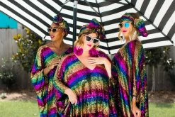 Fringe Co Rainbow Stripe Sequin Short Caftan Caftan Club Collection 38 Fringe Co Rainbow Stripe Sequin Short Caftan Caftan Club Collection