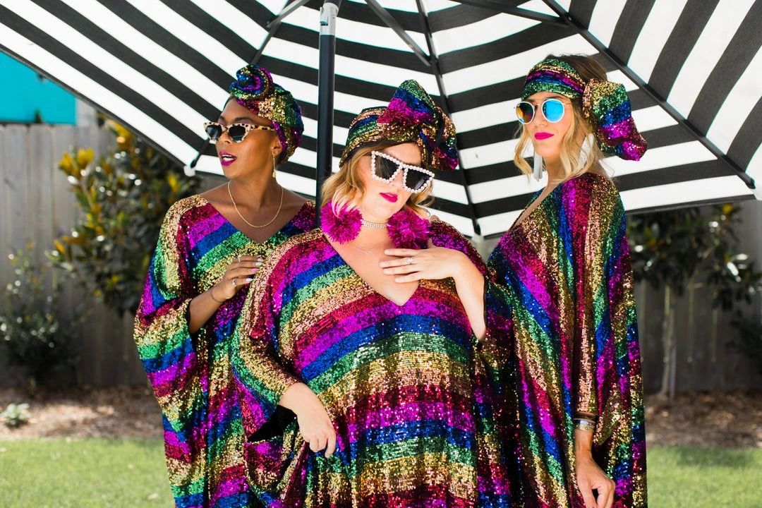 Fringe Co Rainbow Stripe Sequin Short Caftan Caftan Club Collection 18 Fringe Co Rainbow Stripe Sequin Short Caftan Caftan Club Collection
